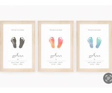 命名書｜手形 足型 お洒落に飾れるアートにします ⭐︎お子様のお名前や手形足型をお入れします※データお渡し