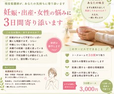 妊娠・出産・女性の悩みに3日間寄り添います イメージ1