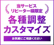 リピーター様限定！各種調整のご依頼承ります 各種調整、カスタマイズについてご相談ください