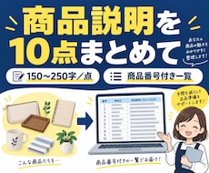 商品10点の説明文をまとめて整えます イメージ1