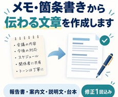箇条書きやメモから、伝わるビジネス文章を作成します イメージ1