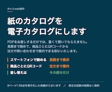 紙のカタログをスマホで読める電子カタログにします PDFのままでは開いてもらえません。QRで注文まで案内します