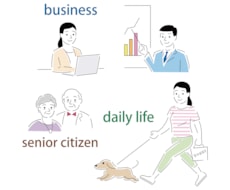 人物や動物などをシンプルかつ多彩なタッチで描きます