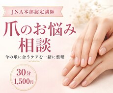 爪のお悩みを整理しセルフケア方法をご提案します JNA本部認定講師が写真で30分アドバイス