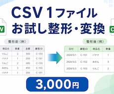 CSVを1ファイルお試し整形・変換します イメージ1