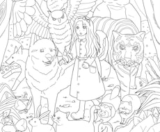 わくわくする線画描きます お好きなイメージの線画。ぬりえにも!