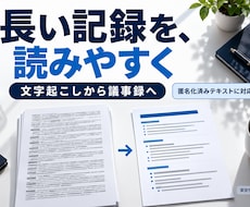 文字起こしから議事録を整えます 決定事項と次の作業がわかる、共有用メモに