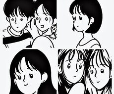 シンプルでかわいい似顔絵を制作します さっぱりとしたテイストで、モノクロの似顔絵をお渡しします！