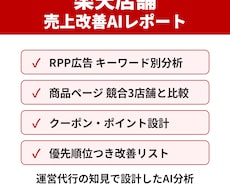 楽天店舗の売上改善点をAI分析でレポートにします イメージ1