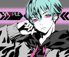 アイコン・ヘッダーイラスト制作いたします モノクロ（白黒）+指定2色でお描きします