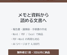 報告書・マニュアル・手順書を作成します メモや資料から読みやすい文書に整えます