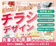 割引キャンペーン！目に留まる集客チラシを制作します 【全案件★5継続中】より良くなる+αのご提案で理想のチラシに