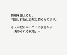 思考を整理し、迷いのない判断軸を見つけます イメージ1