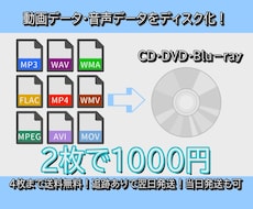 動画データ・音声データをディスク化します CD・DVD・Blu-ray対応！最速で翌日・当日発送可能！