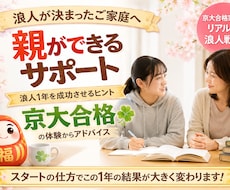 浪人生の親のためのサポート相談をお受けいたします 京大合格家庭のリアルな浪人戦略を教えます
