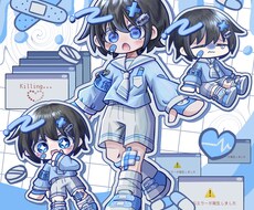 あなたの好きなもの詰め込んだイラスト描きます ポップで明るい感じから病みかわ系まで様々なイメージに対応！