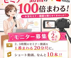 セミナー動画を“思わず見られる動画”に再編集します 眠っているセミナー動画が100倍活きる！