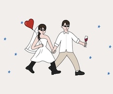 自由に着せ替え！韓国風ウェディングキャラ作ります POPなイラスト♪ウェルカムボードやペーパーアイテムにも♪