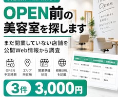 開業予定の美容室を営業リスト化します OPEN前の美容室を発見｜根拠URL付きで調査します