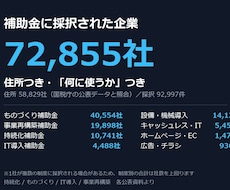 補助金採択企業72,855社の営業リストを渡します 住所58,829社つき。何に投資しているかまで分かる