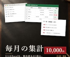 毎月のExcel集計と照合・更新を代行します 5ファイル・1万行まで。集計表と不一致一覧を毎月納品