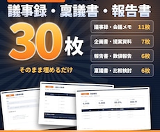 議事録・稟議書・報告書のひな形30枚をお渡しします イメージ1