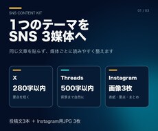 1つの内容をSNS3媒体向けに書き分けます イメージ1