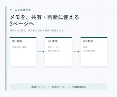 ゲームのアイデアを3ページの企画書にします メモを、共有と企画判断に使える3ページへ整えます