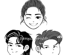 個性的なかわいいモノクロ似顔絵をお描きします イメージ1