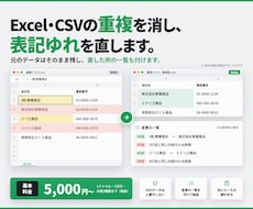 Excel・CSVの重複を消し表記ゆれを直します 元のデータはそのまま残し、直した所の一覧も付けます