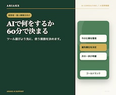 AIの使い方、何から始めるか60分で整理します まずはご相談ください。動くものを1つ持ち帰れます