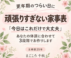 更年期に頑張りすぎない家事表をお作りします イメージ1
