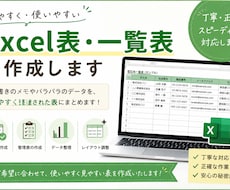 Excel表・一覧表を作成します イメージ1