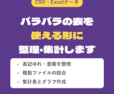 バラバラの表データを使える形に整理・集計します イメージ1
