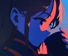 独特なアニメ風タッチで、イラスト/アイコン制作ます 青/赤の色彩とこだわりのキャラデザで描く、Lo-Fiイラスト