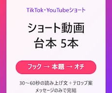 ショート動画の台本を5本まとめて作ります イメージ1
