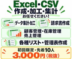 Excel・CSVの作成・加工・集計を代行します 【初回先着10人】集計・請求書・管理表を使える形に