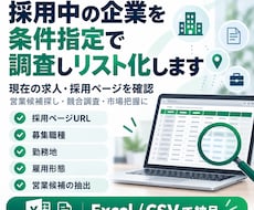 採用中の企業を条件指定で調査しリスト化します イメージ1