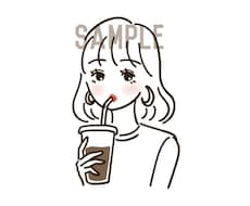 商用利用◎シンプルでお洒落な女性のイラスト描きます SNSのアイコン等に★ポイントカラーでシンプル可愛い！
