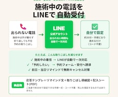 治療院向けLINE自動応答の設定キットを渡します 施術中の電話を、LINEが自動で受ける設定一式