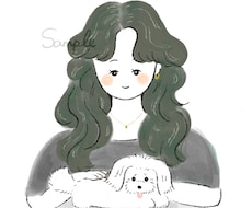 優しい雰囲気の似顔絵イラストかきます お好きなモチーフ•ペットと一緒に