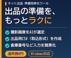 出品用の画像整理と取込CSV作成を支援します 撮影画像のAI選定と取込用CSV作成で出品準備を効率化
