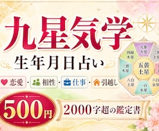 生年月日（九星気学）で恋愛運・仕事運を鑑定します 2000字超の鑑定書をご提供／恋愛・相性・仕事を読み解きます