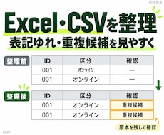 Excel・CSVの表記と重複候補を整理します イメージ1