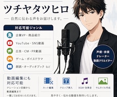 プロの役者がCVとナレーションを提供します リアリティのあるお芝居と映像音声に合わせた最適なナレーション