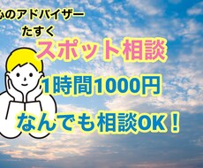 スポット相談1時間1000円チャットでお聴きします イメージ1