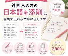 外国人の方の日本語を自然な文章に添削します イメージ1