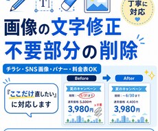 画像の文字修正・不要部分の削除をします イメージ1