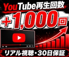 YouTube再生回数+1000回増やします リアル視聴・30日保証・アルゴリズム対応の安心プラン