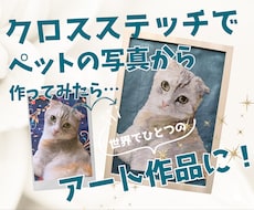 ペットの写真からクロスステッチを作ります 刺繍糸でいつまでも色あせないアートに！（図案作成のみも可）